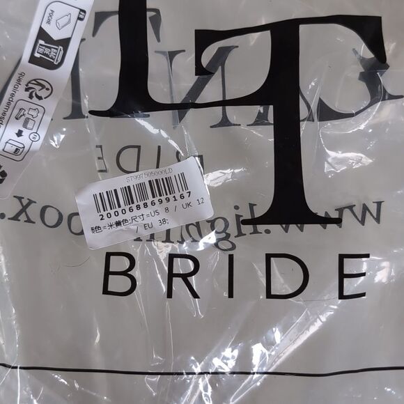 TS Couture Mother Of The Bride/ Cream Colored Chiffon Dress Sz8 - Picture 9 of 14